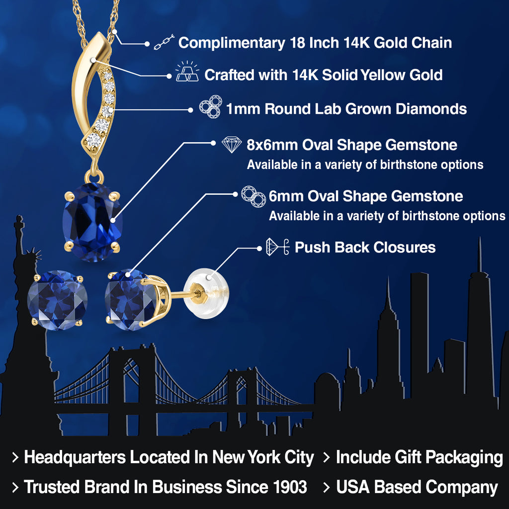 Pendant Earrings Set in 14K Yellow Gold