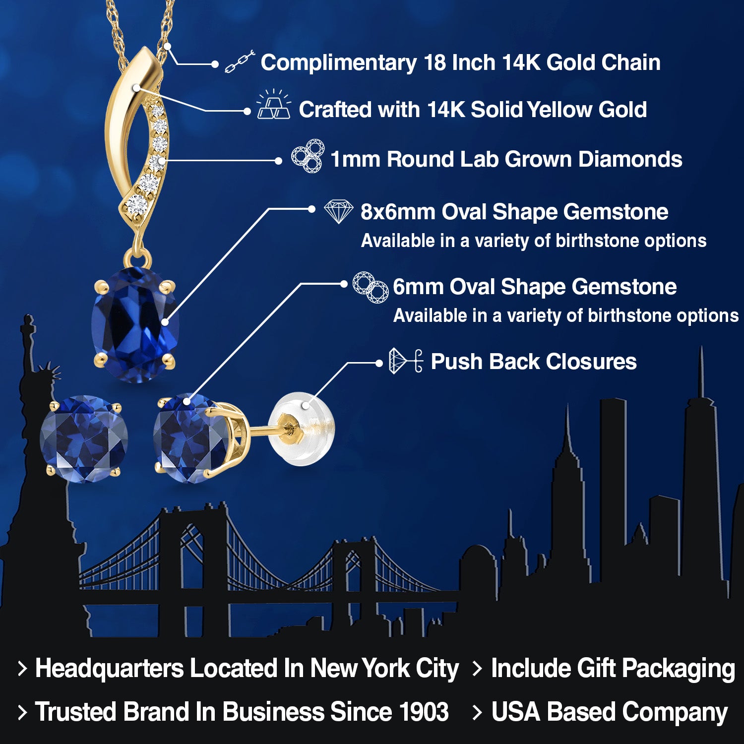 Pendant Earrings Set in 14K Yellow Gold