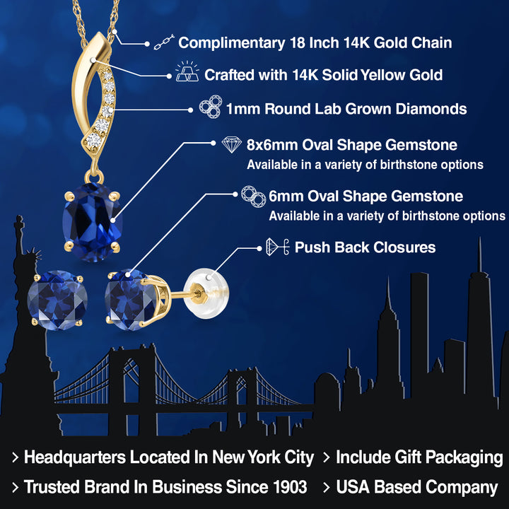 Pendant Earrings Set in 14K Yellow Gold