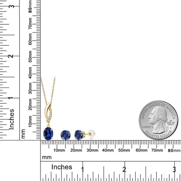 Pendant Earrings Set in 14K Yellow Gold