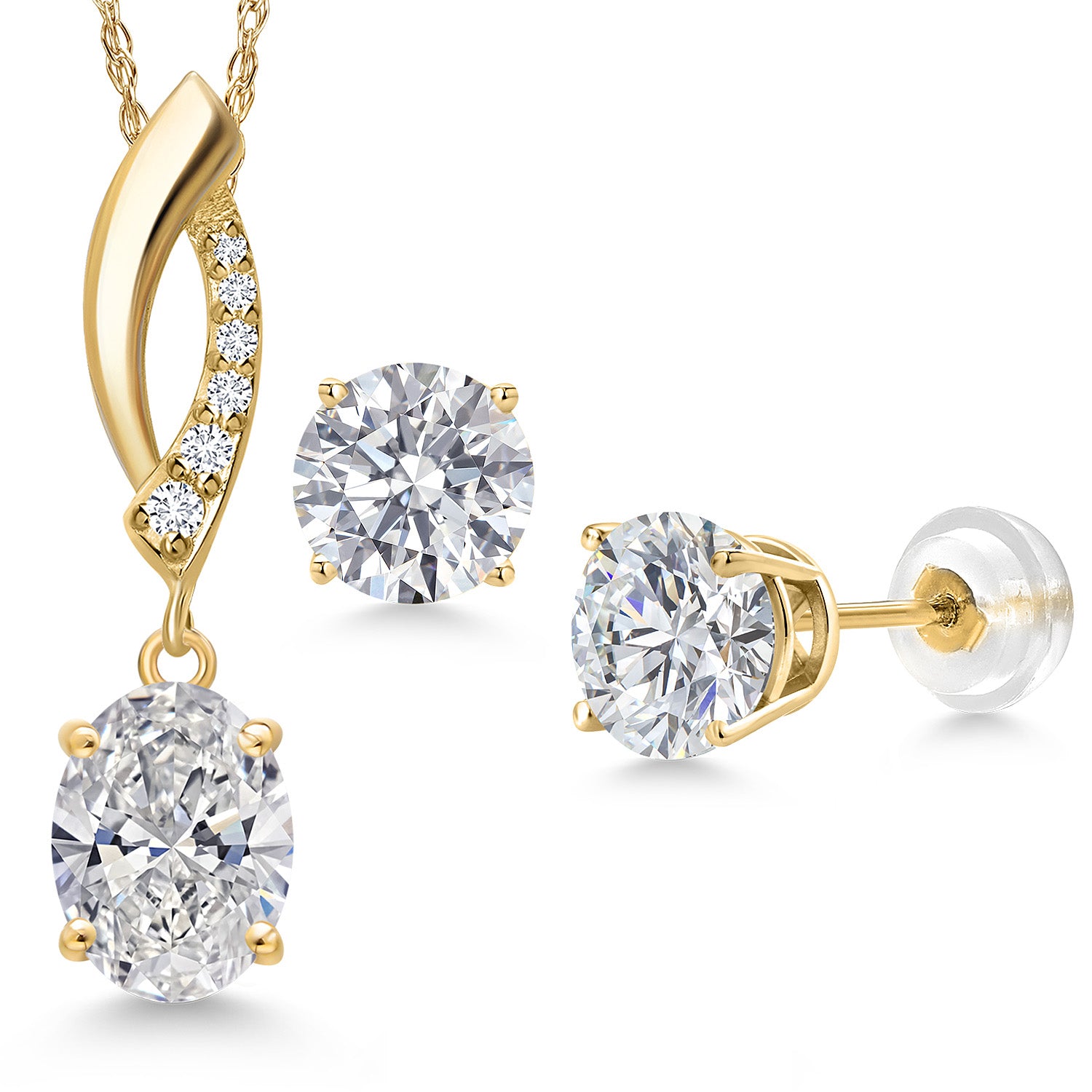 Pendant Earrings Set in 14K Yellow Gold