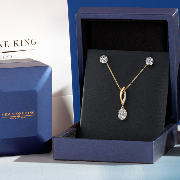 Pendant Earrings Set in 14K Yellow Gold