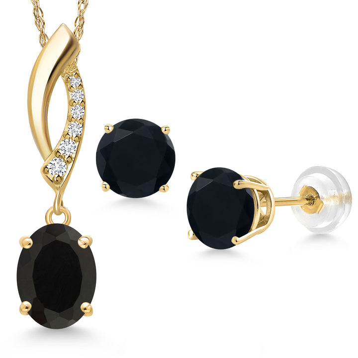 Pendant Earrings Set in 14K Yellow Gold