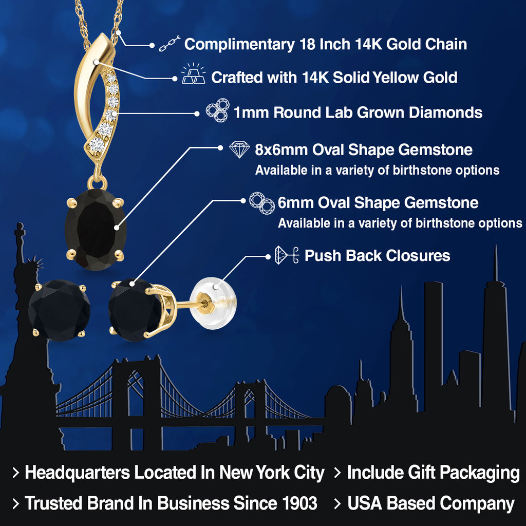 Pendant Earrings Set in 14K Yellow Gold