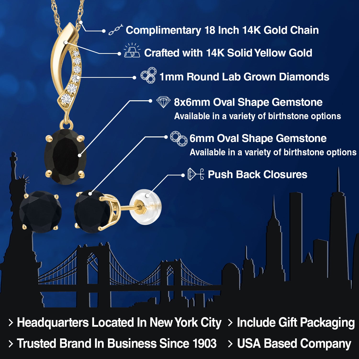 Pendant Earrings Set in 14K Yellow Gold