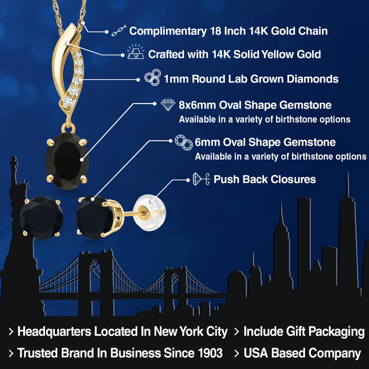 Pendant Earrings Set in 14K Yellow Gold