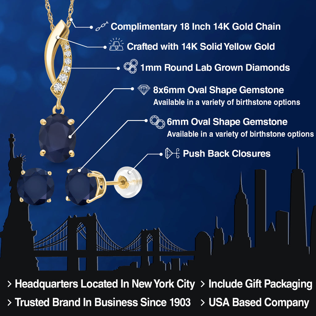 Pendant Earrings Set in 14K Yellow Gold
