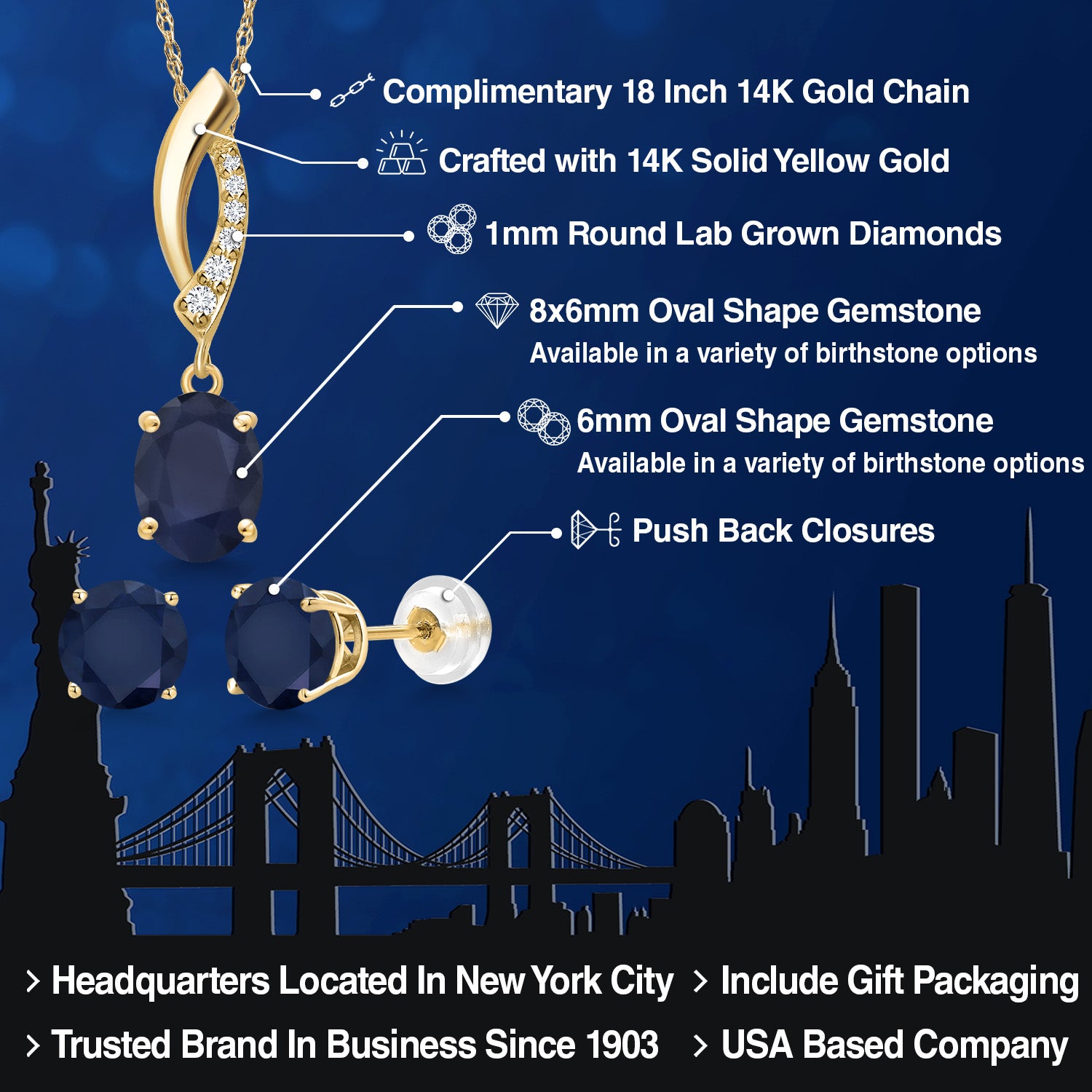 Pendant Earrings Set in 14K Yellow Gold