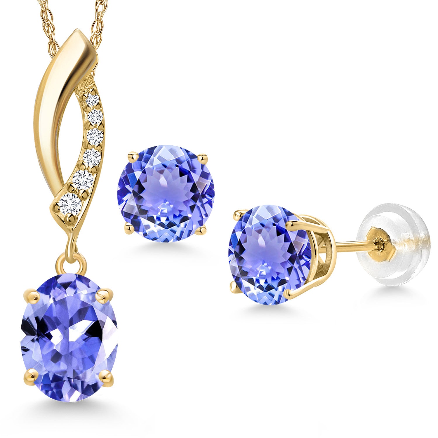 Pendant Earrings Set in 14K Yellow Gold