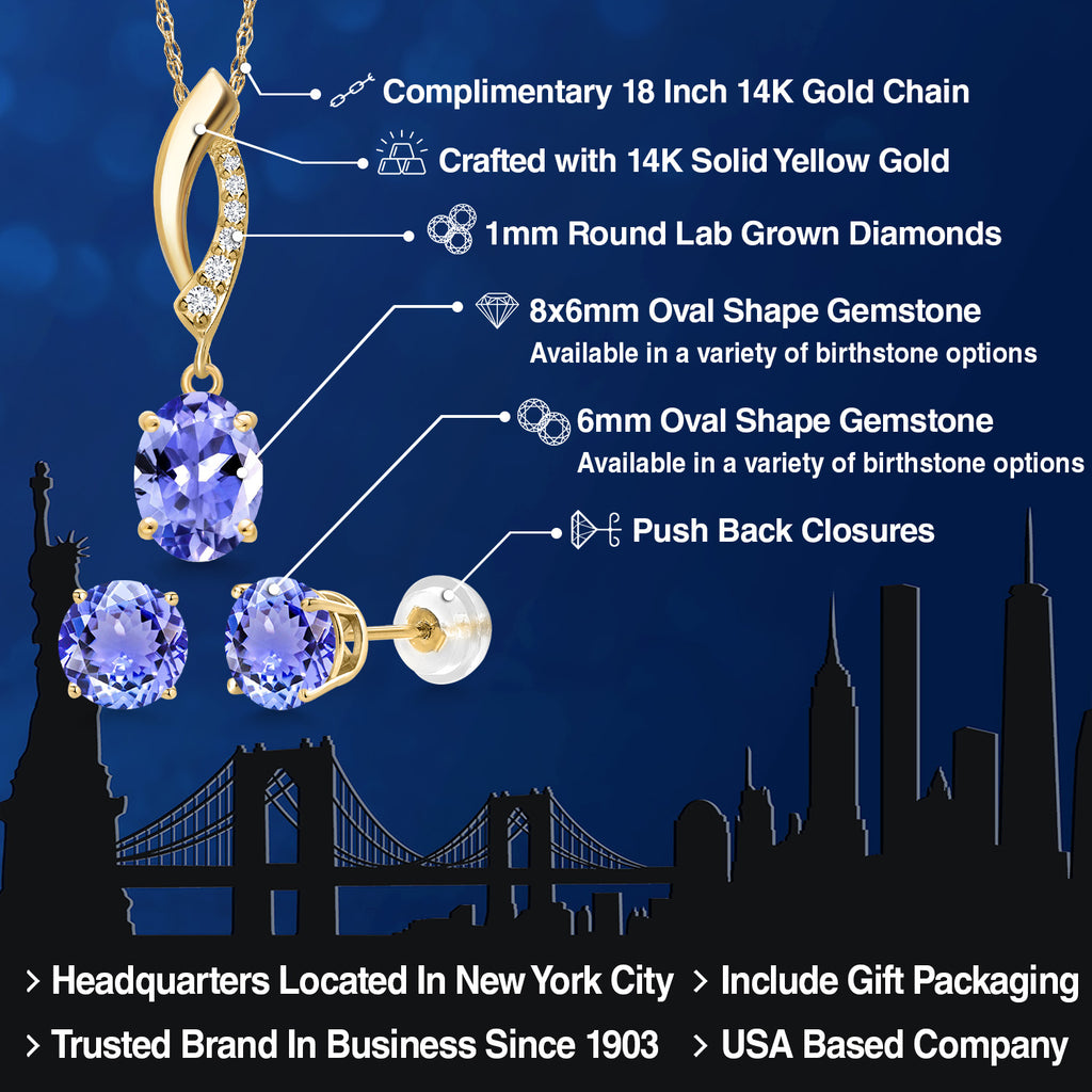 Pendant Earrings Set in 14K Yellow Gold