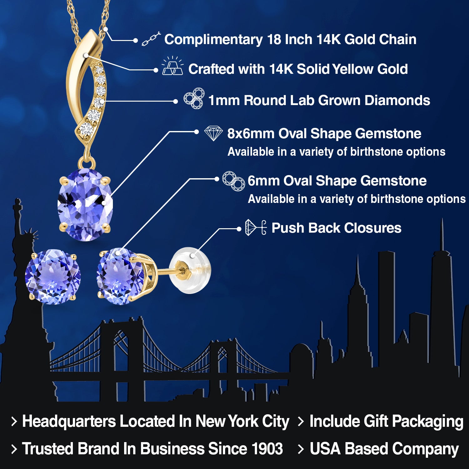 Pendant Earrings Set in 14K Yellow Gold