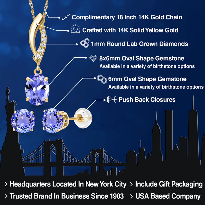 Pendant Earrings Set in 14K Yellow Gold