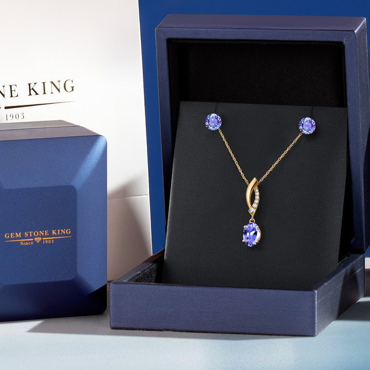 Pendant Earrings Set in 14K Yellow Gold
