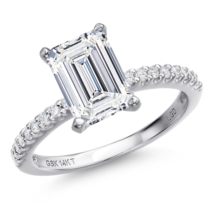 Emerald Cut_Center 3.00ct_5_Ring in 14K White Gold