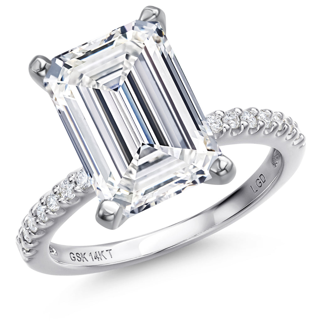 Emerald Cut_Center 5.00ct_5_Ring in 14K White Gold