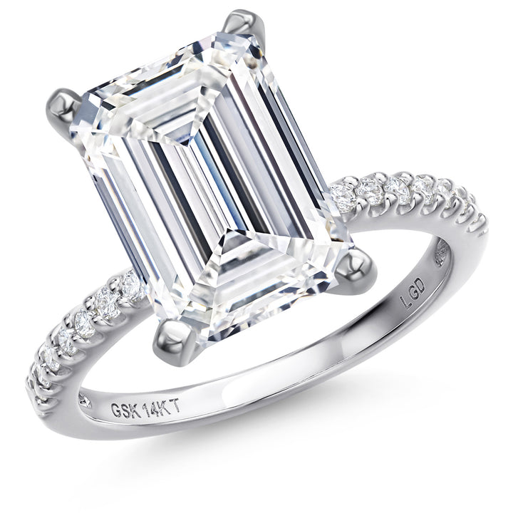 Emerald Cut_Center 5.00ct_5_Ring in 14K White Gold