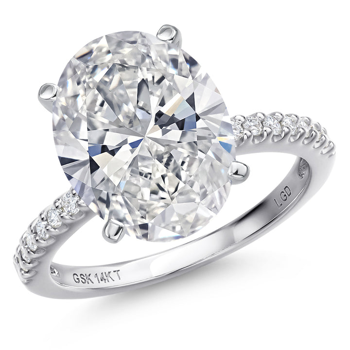 Oval Cut_Center 5.00ct_5_Ring in 14K White Gold