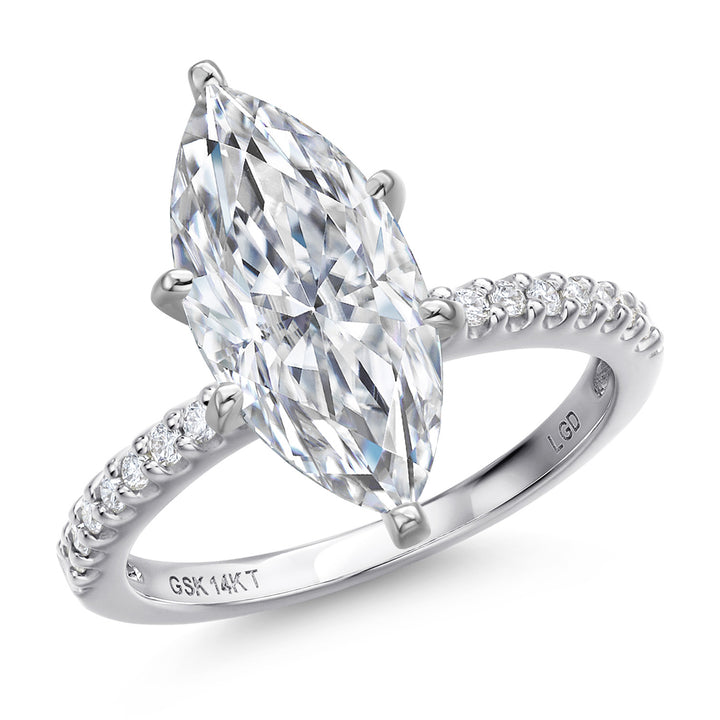 Marquise Cut_Center 3.00ct_5_Ring in 14K White Gold
