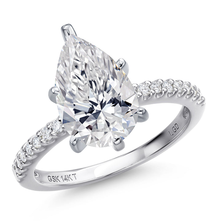 Pear Shape_Center 3.00ct_5_Ring in 14K White Gold