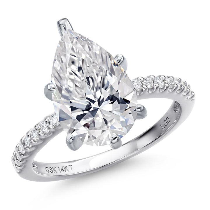 Pear Shape_Center 4.00ct_5_Ring in 14K White Gold