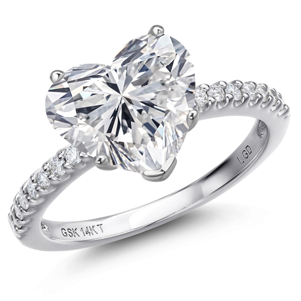 Heart Shape_Center 5.00ct_8_Ring in 14K White Gold