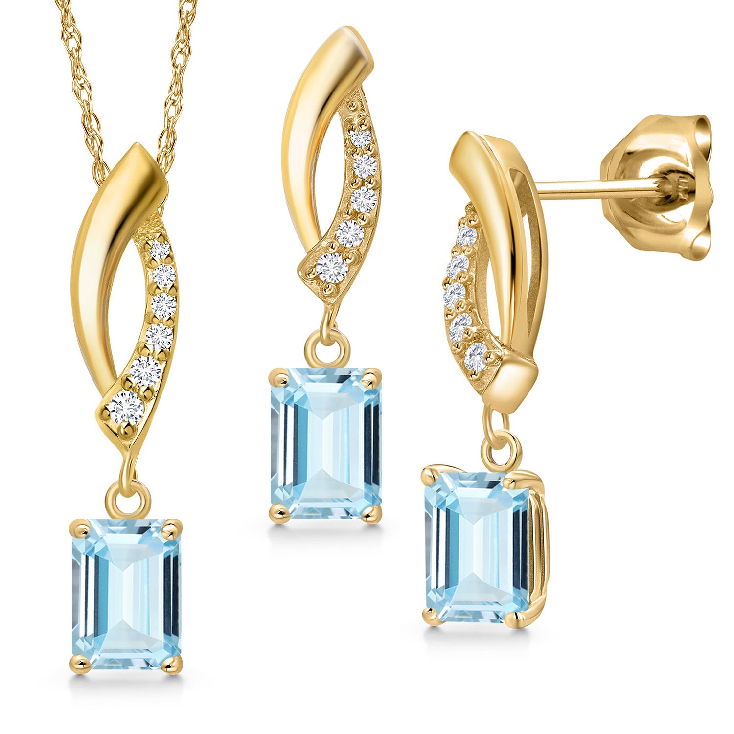 Pendant Earrings Set in 10K Yellow Gold