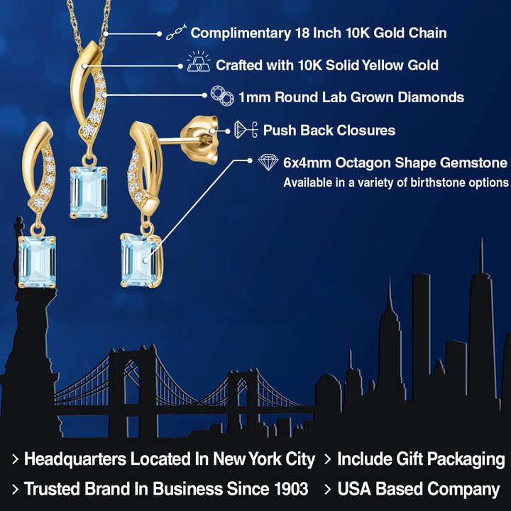 Pendant Earrings Set in 10K Yellow Gold