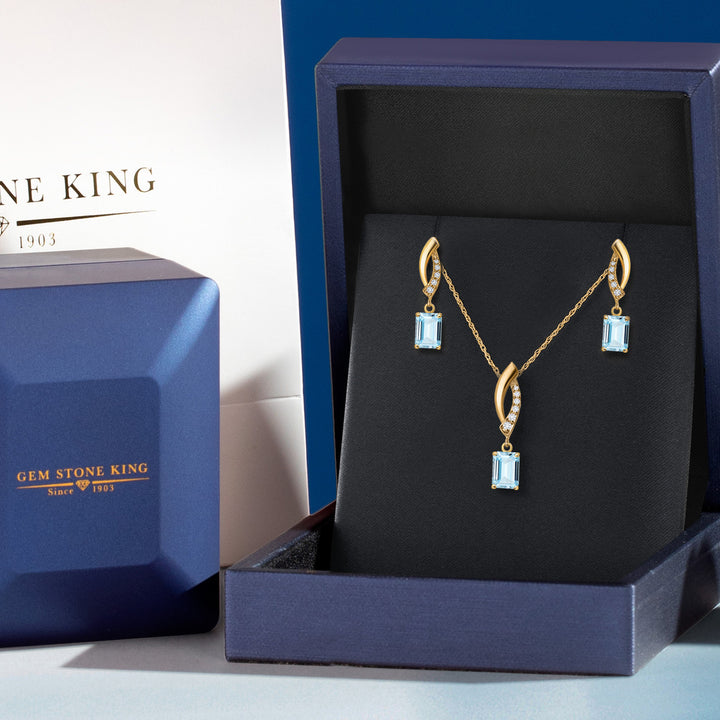 Pendant Earrings Set in 10K Yellow Gold