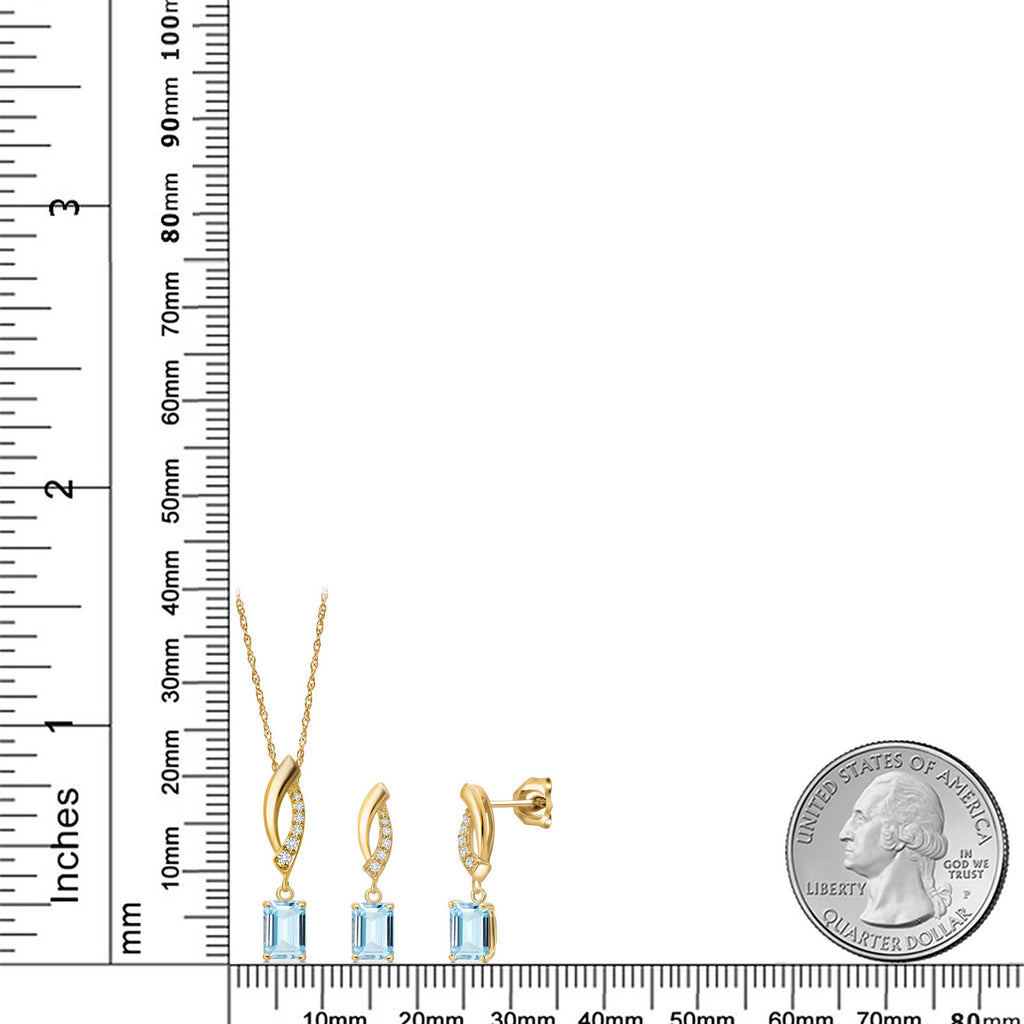 Pendant Earrings Set in 10K Yellow Gold