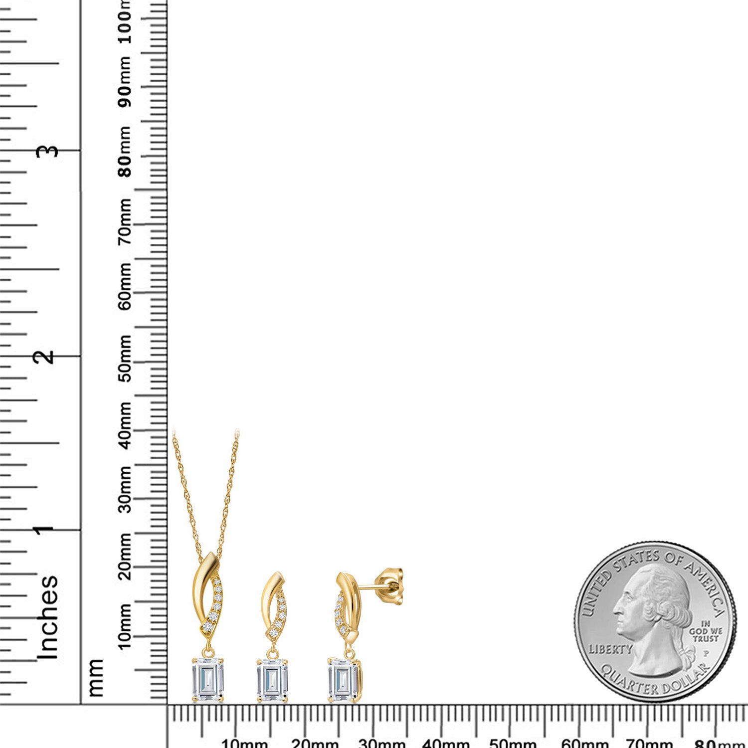 Pendant Earrings Set in 10K Yellow Gold