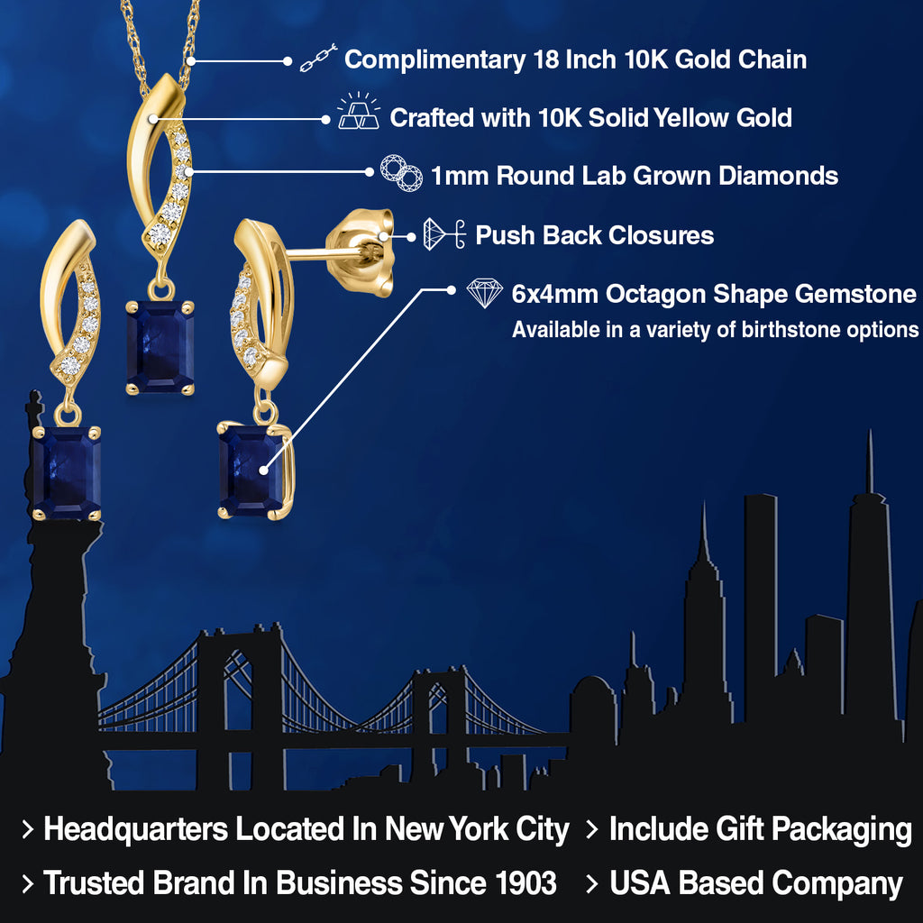 Pendant Earrings Set in 10K Yellow Gold