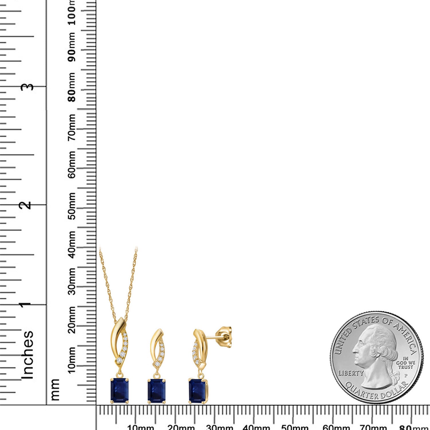 Pendant Earrings Set in 10K Yellow Gold