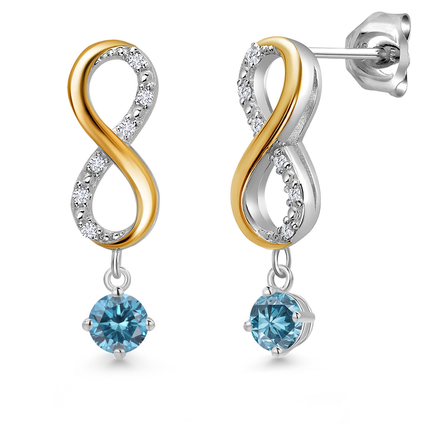 Earrings in 925 Sterling Silver and 10K Yellow Gold