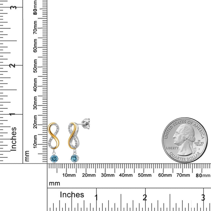 Earrings in 925 Sterling Silver and 10K Yellow Gold
