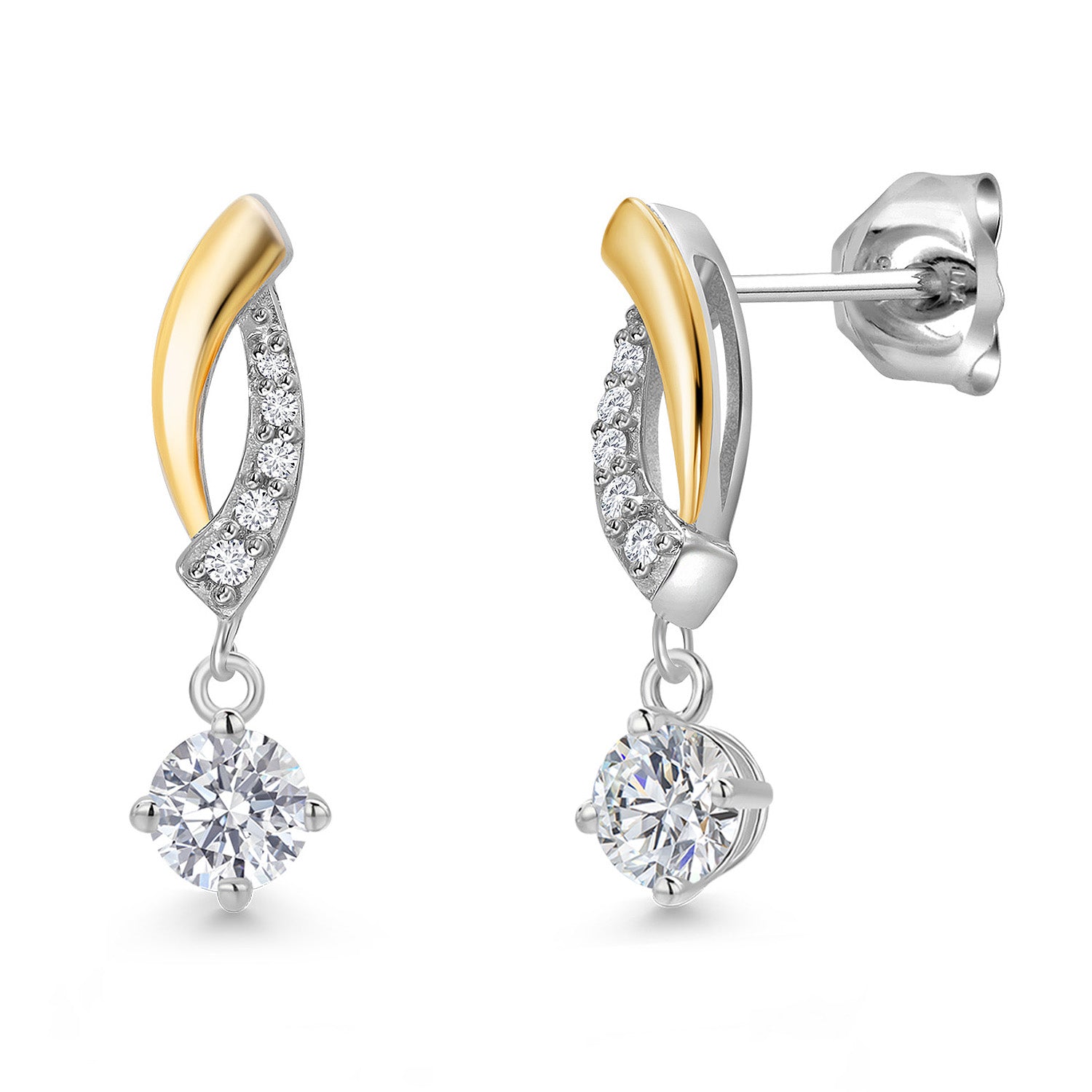 Earrings in 925 Sterling Silver and 10K Yellow Gold