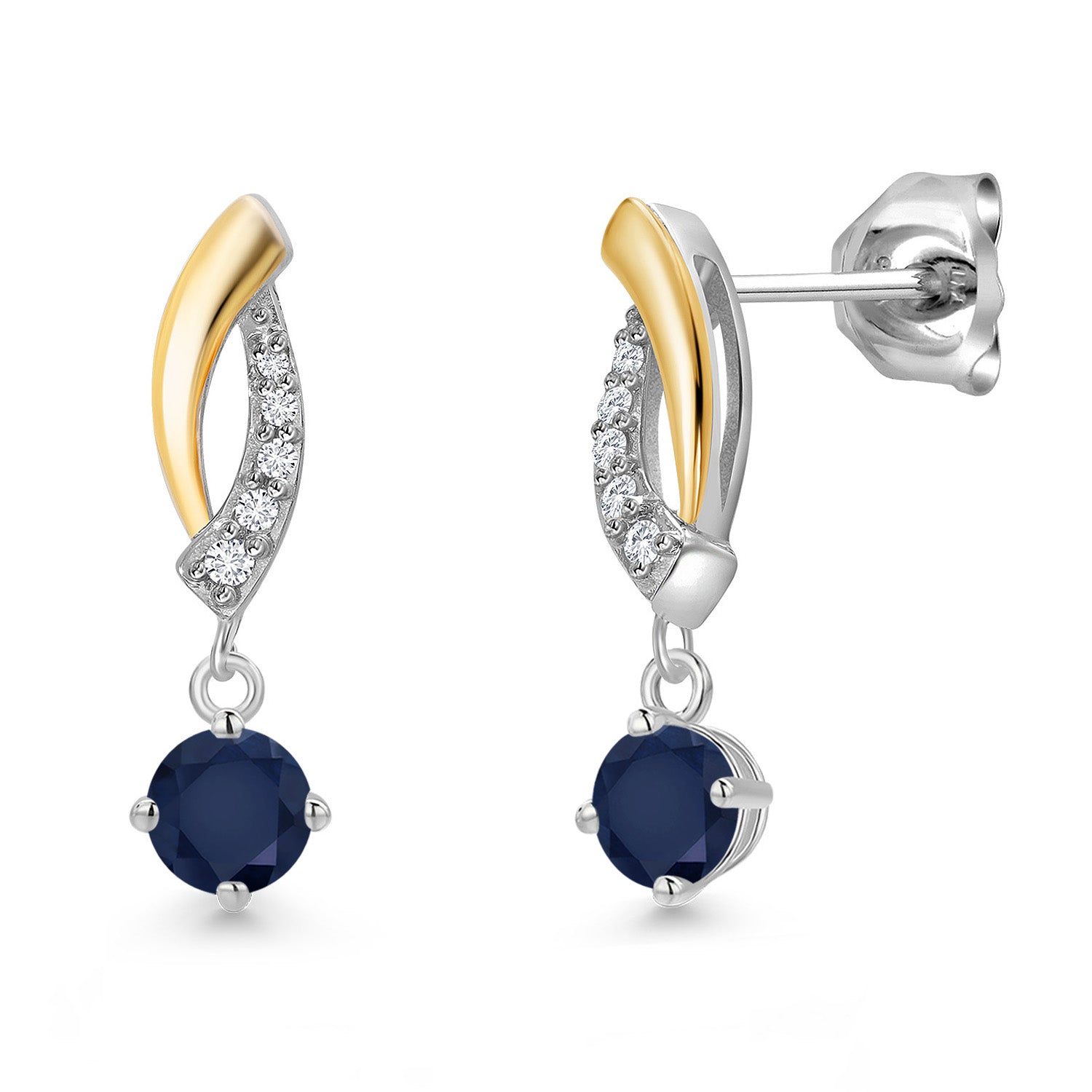 Earrings in 925 Sterling Silver and 10K Yellow Gold
