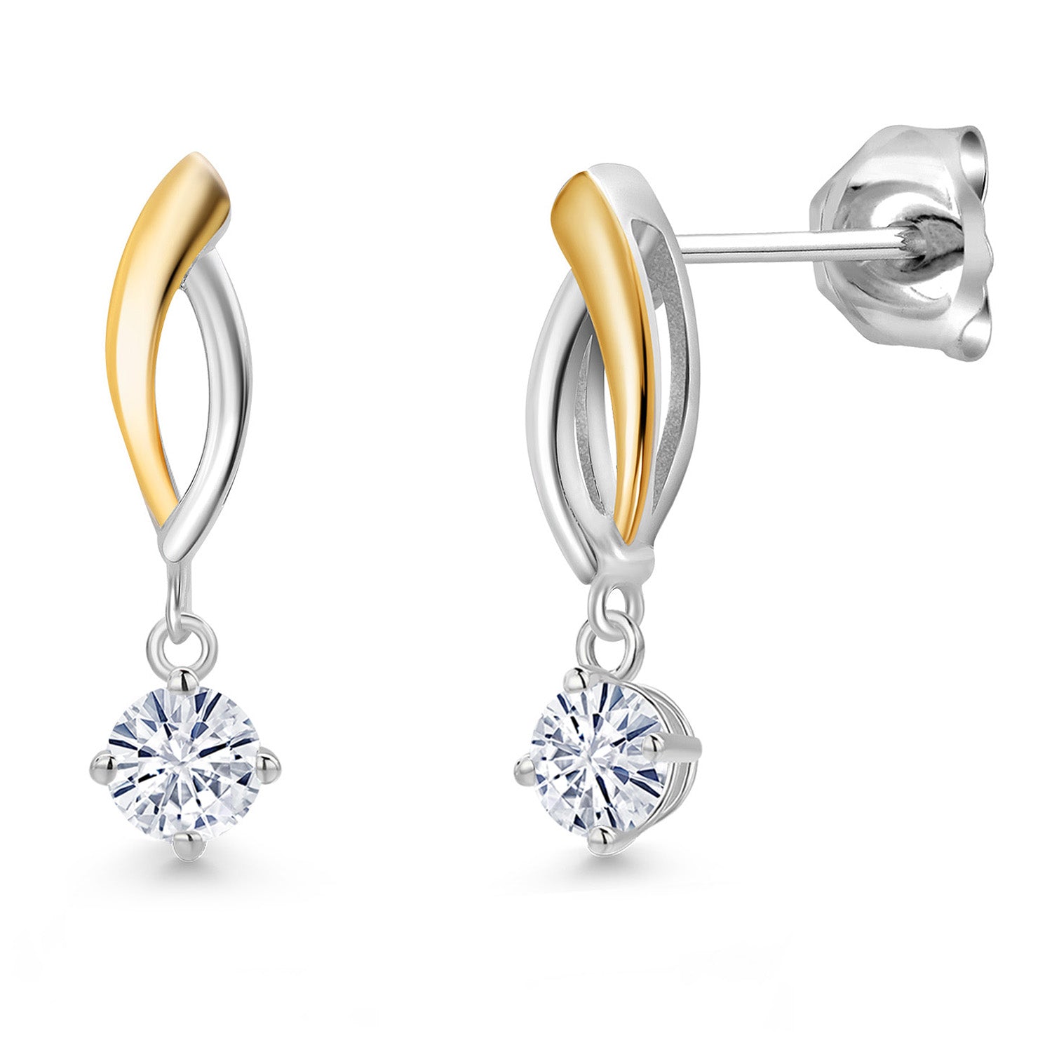 Earrings in 925 Sterling Silver and 10K Yellow Gold