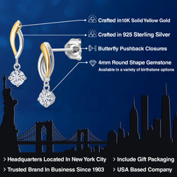 Earrings in 925 Sterling Silver and 10K Yellow Gold