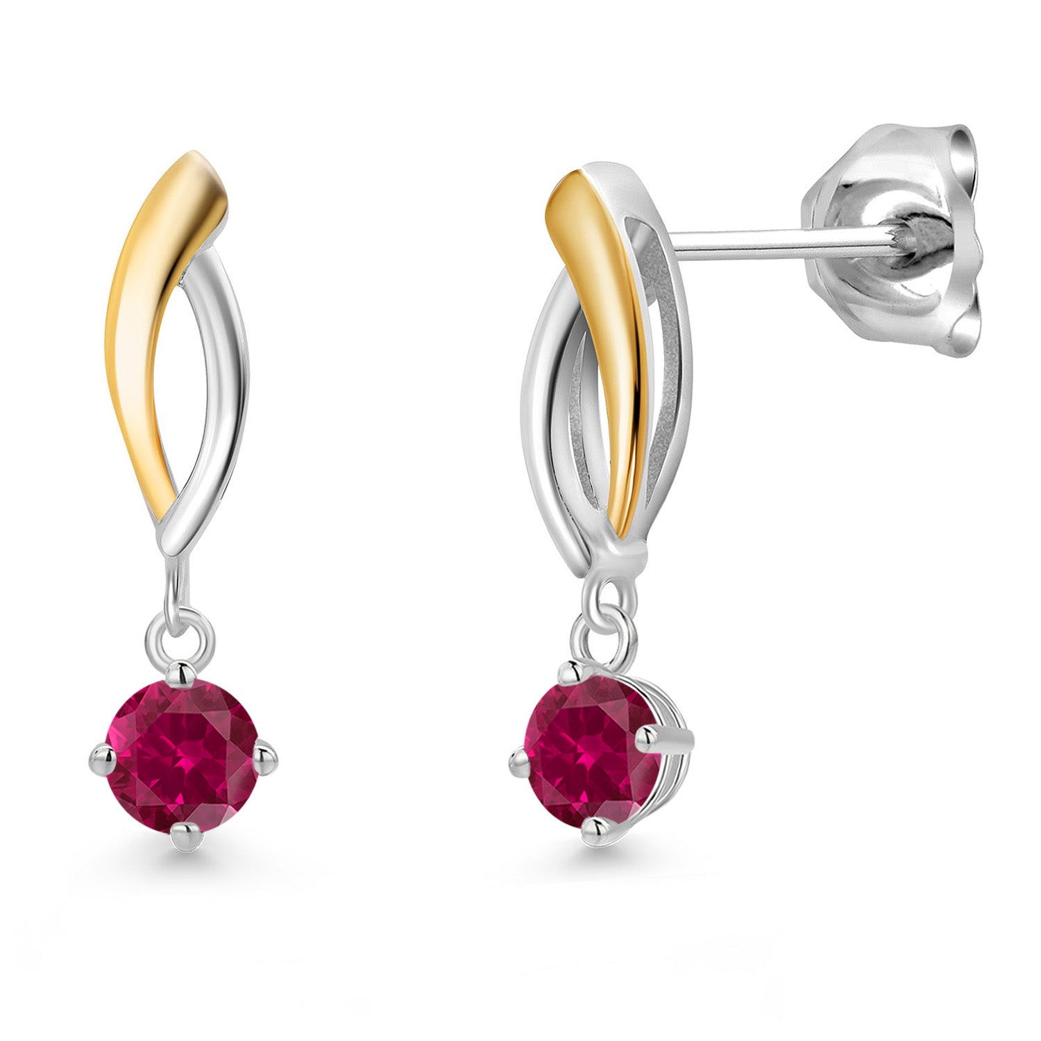 Earrings in 925 Sterling Silver and 10K Yellow Gold