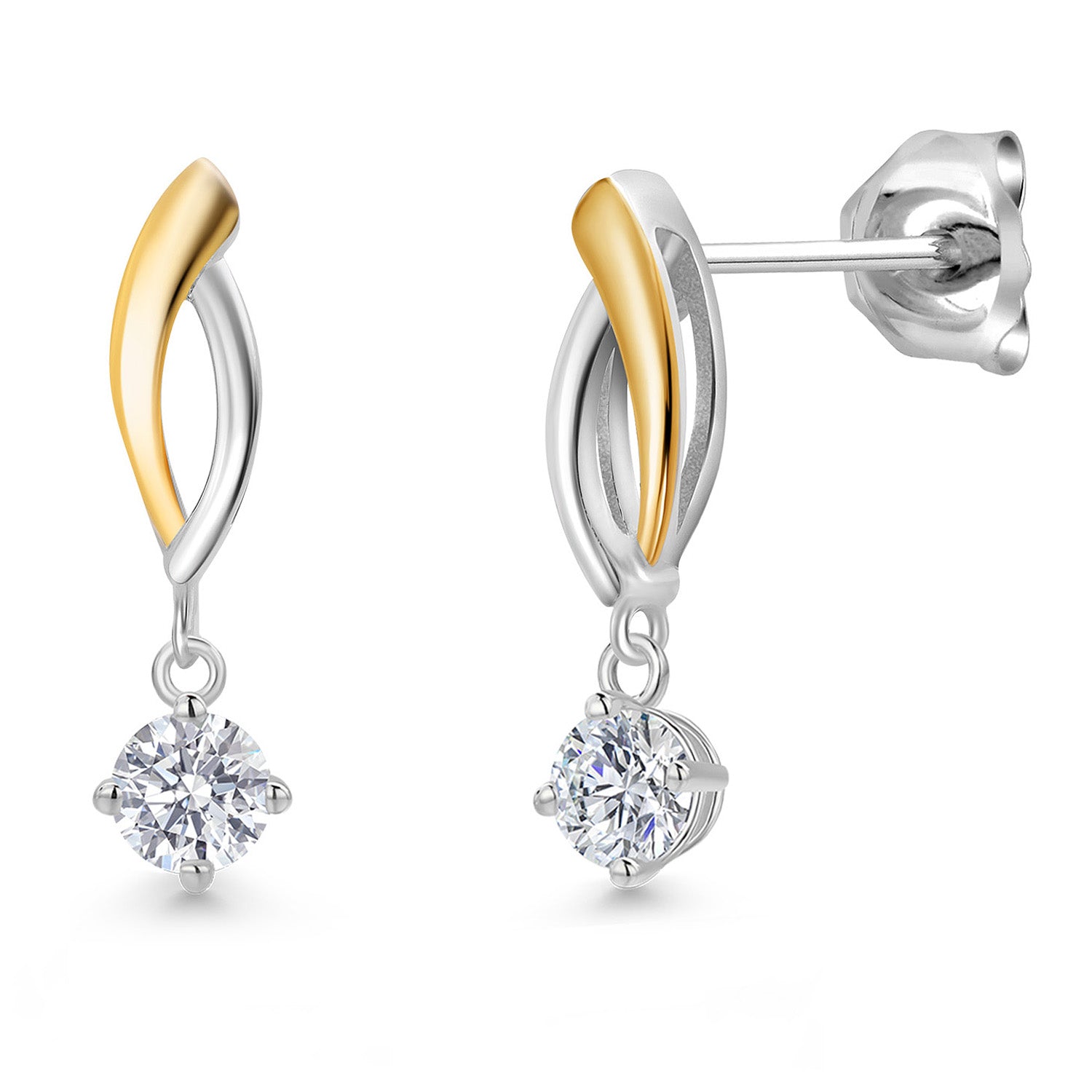 Earrings in 925 Sterling Silver and 10K Yellow Gold
