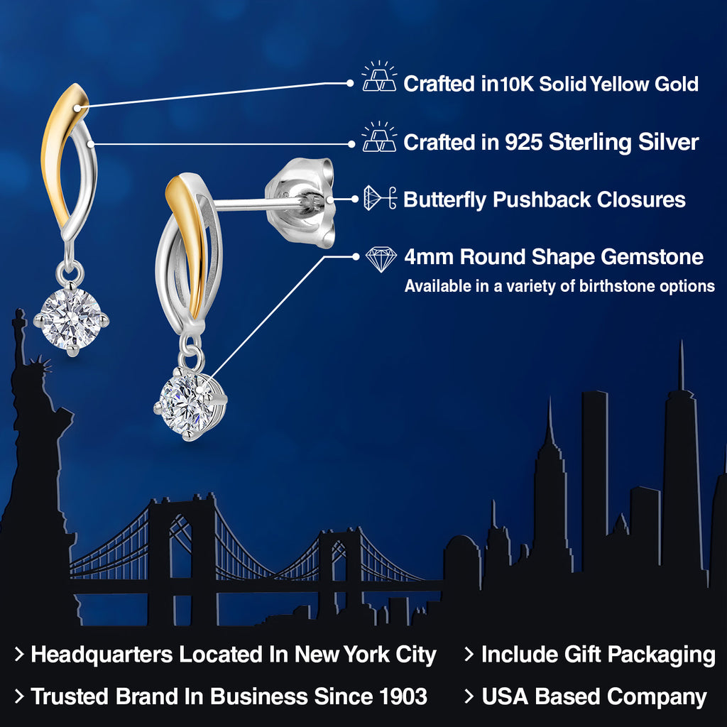 Earrings in 925 Sterling Silver and 10K Yellow Gold