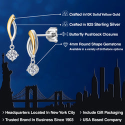 Earrings in 925 Sterling Silver and 10K Yellow Gold