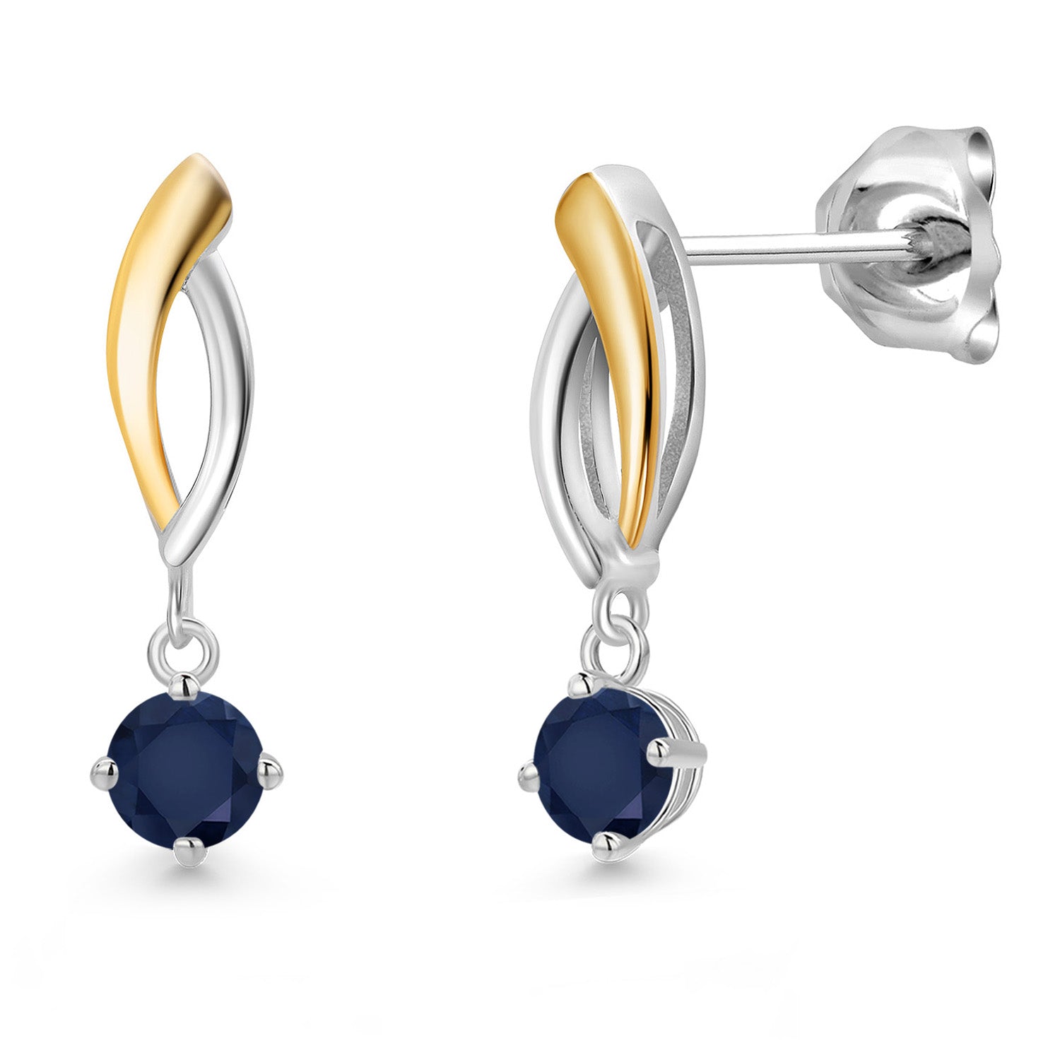 Earrings in 925 Sterling Silver and 10K Yellow Gold