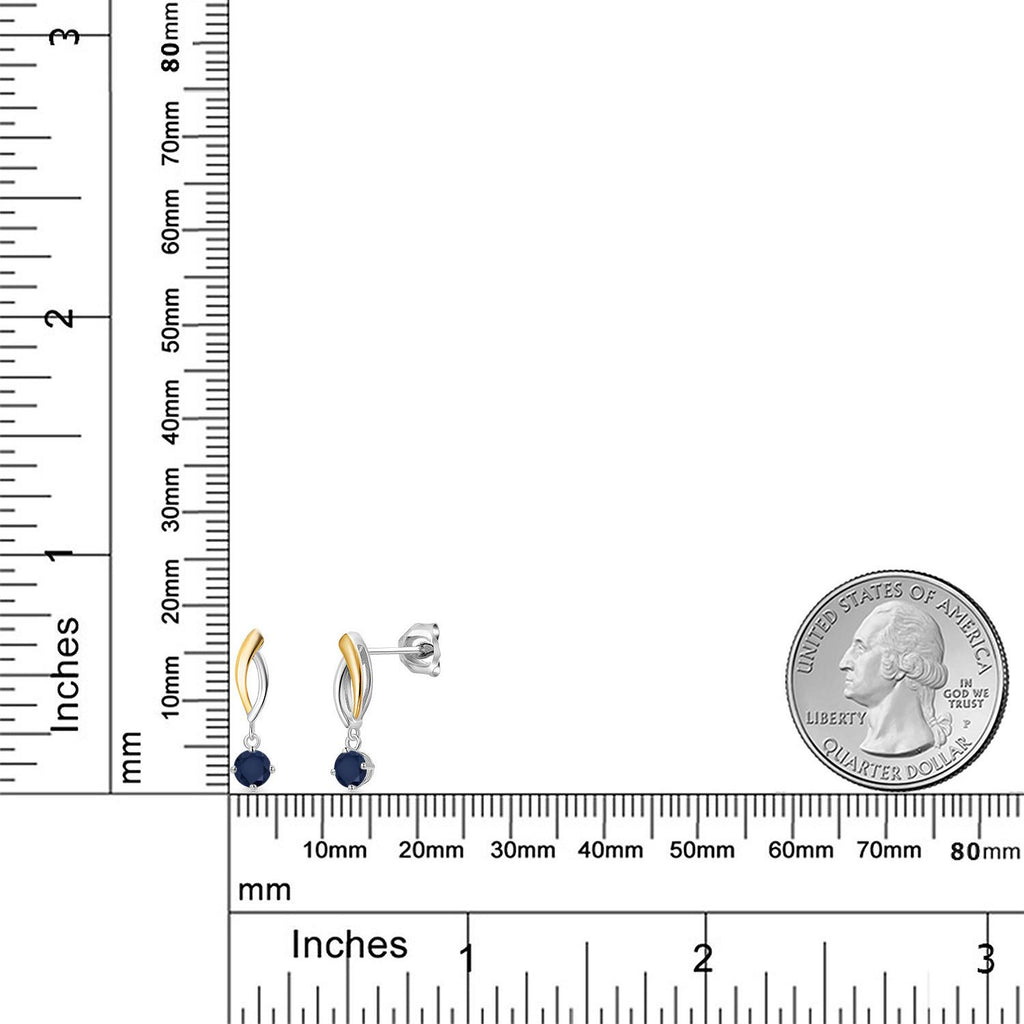 Earrings in 925 Sterling Silver and 10K Yellow Gold