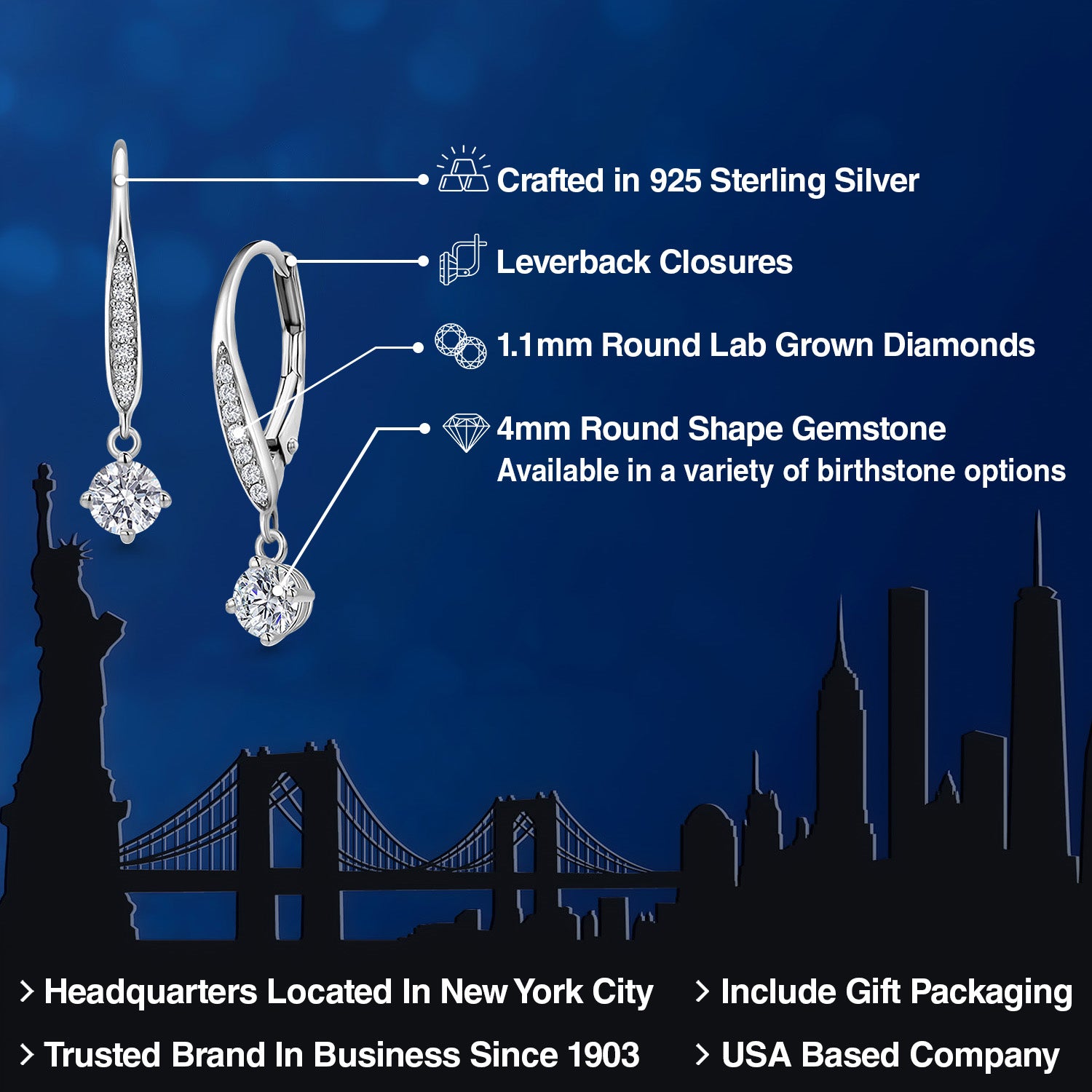 Earrings in 925 Sterling Silver