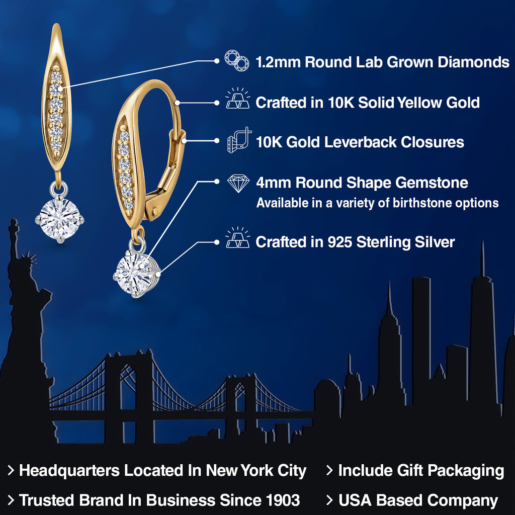 Earrings in 925 Sterling Silver and 10K Yellow Gold