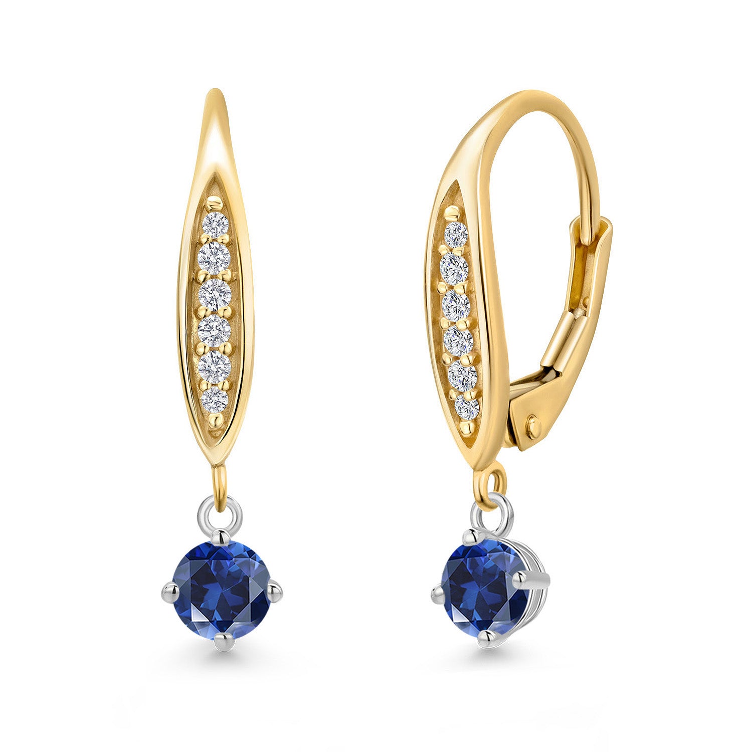 Earrings in 925 Sterling Silver and 10K Yellow Gold