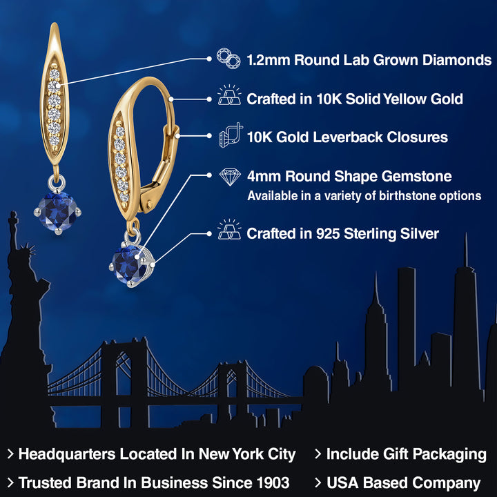 Earrings in 925 Sterling Silver and 10K Yellow Gold