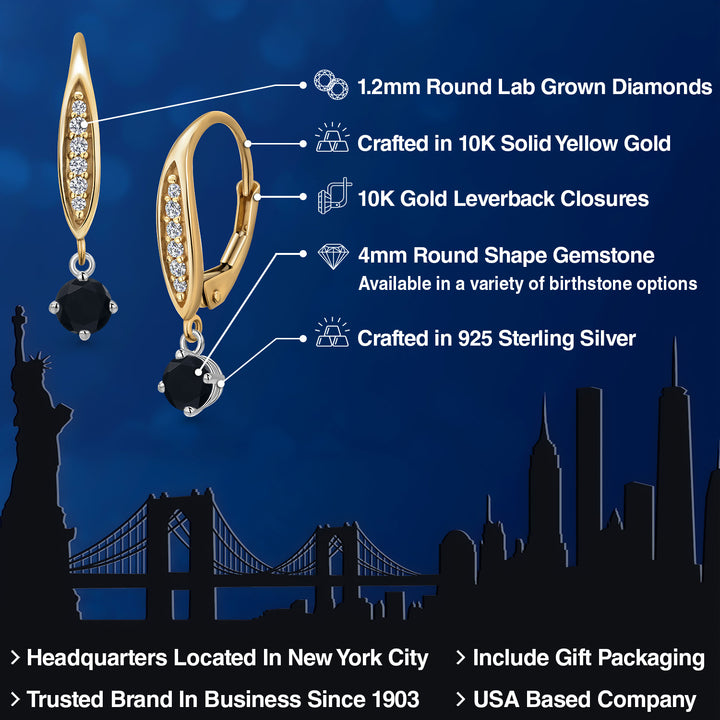 Earrings in 925 Sterling Silver and 10K Yellow Gold
