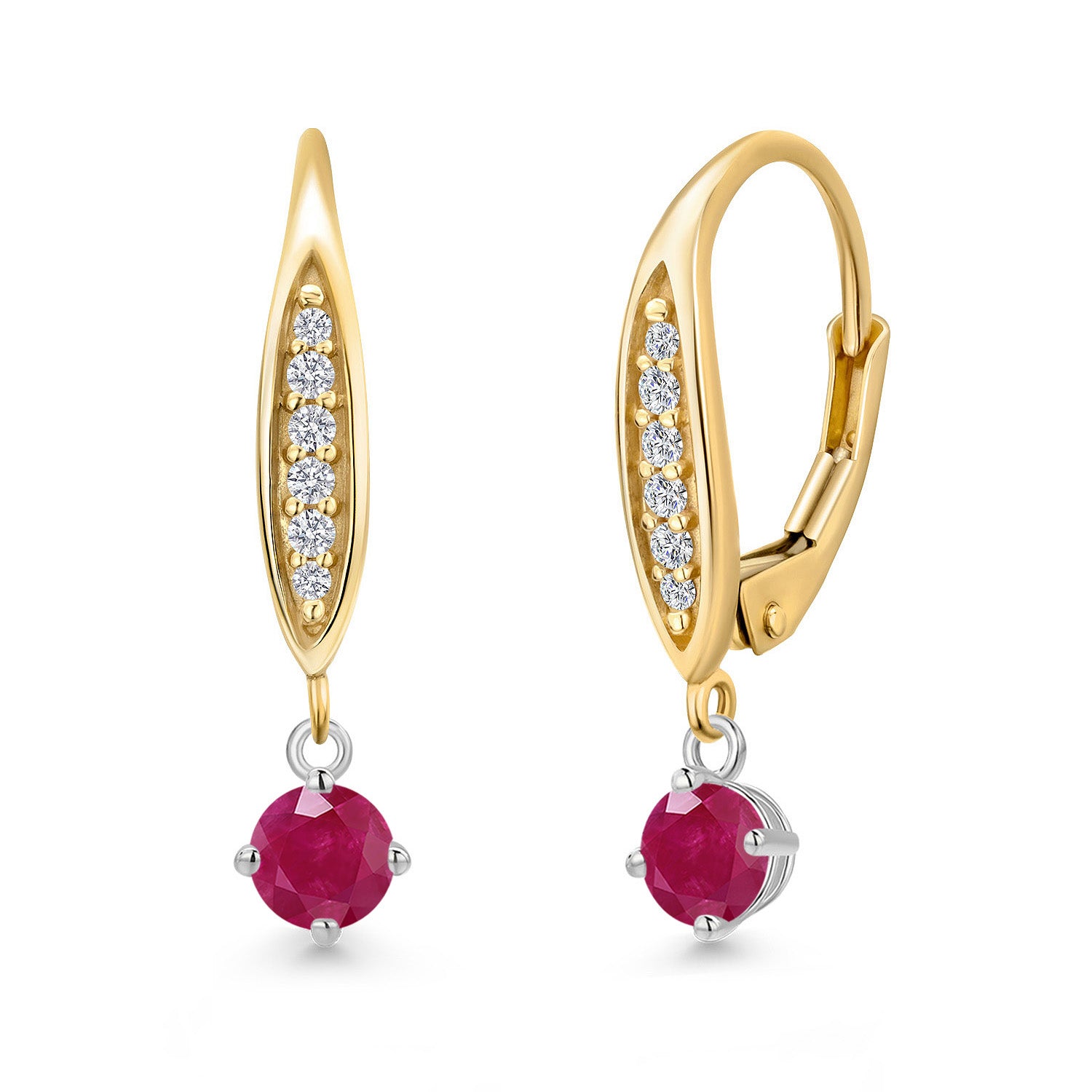 Earrings in 925 Sterling Silver and 10K Yellow Gold